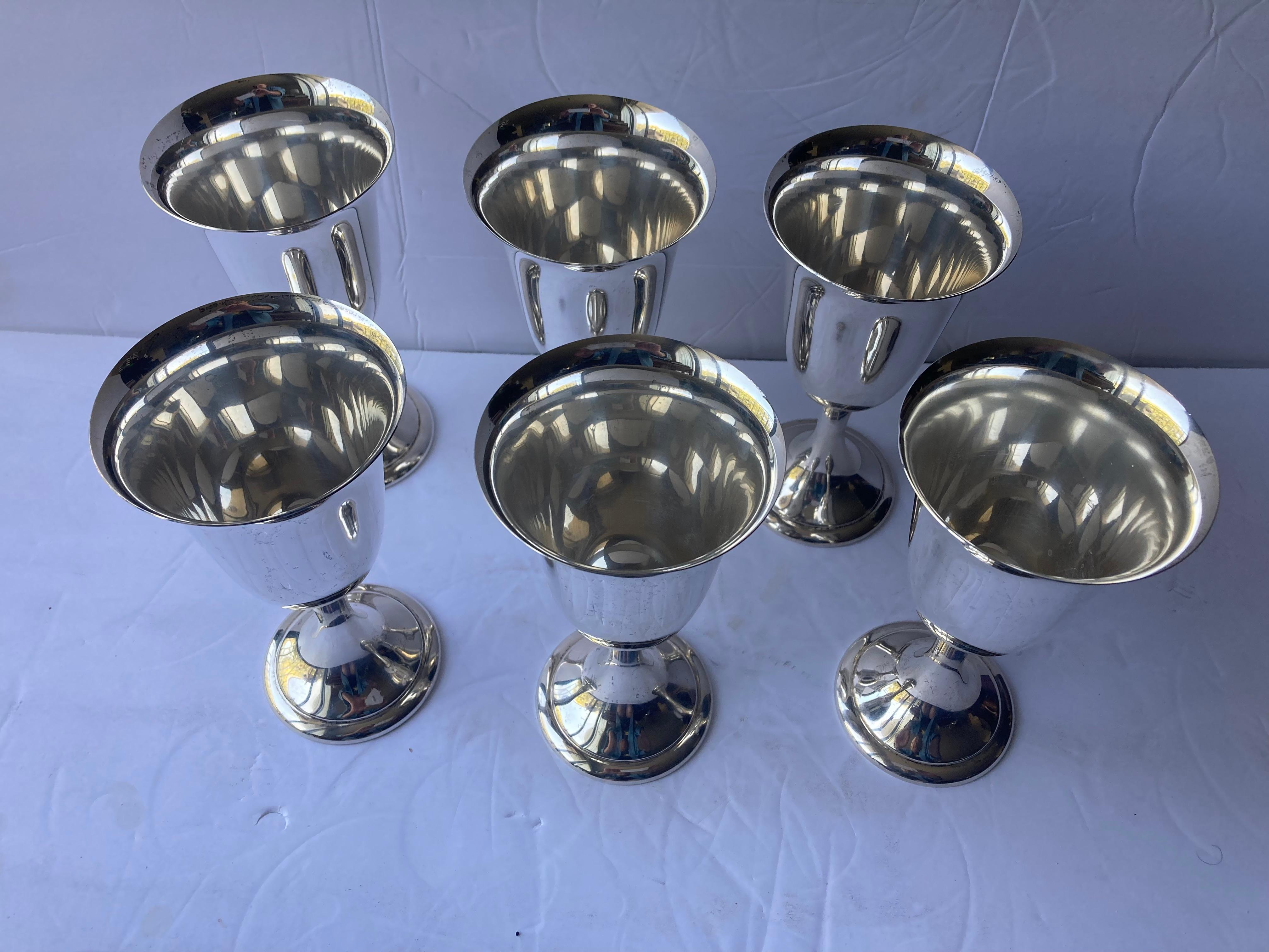 Metalwork Alvin sterling silver set of 6 goblets , marked For Sale