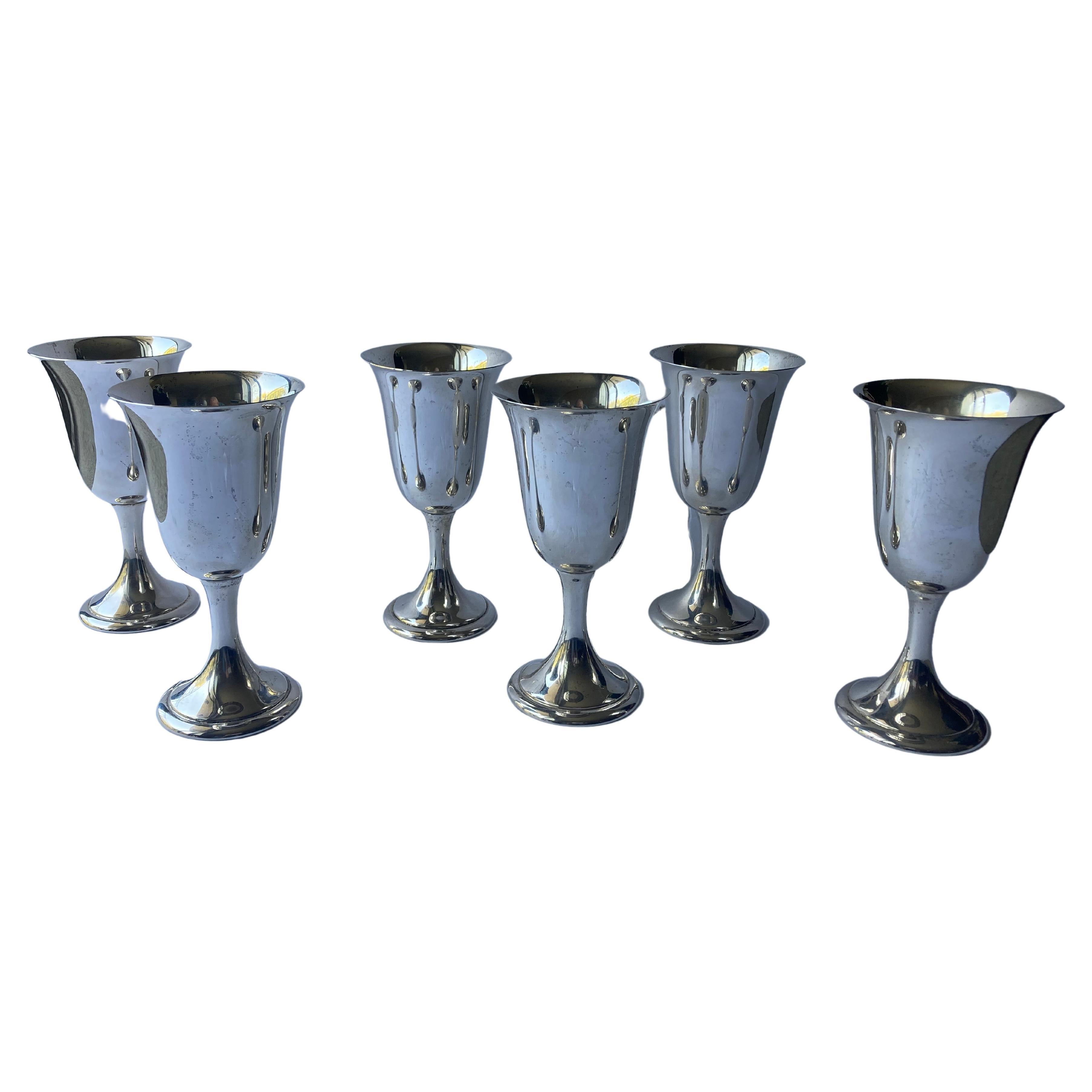 Alvin sterling silver set of 6 goblets , marked For Sale