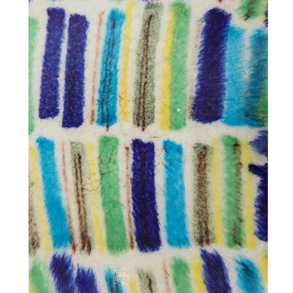 Alvino Bagni Ashtray, Ceramic, Stripes Blue, Yellow, White, Signed For Sale 7