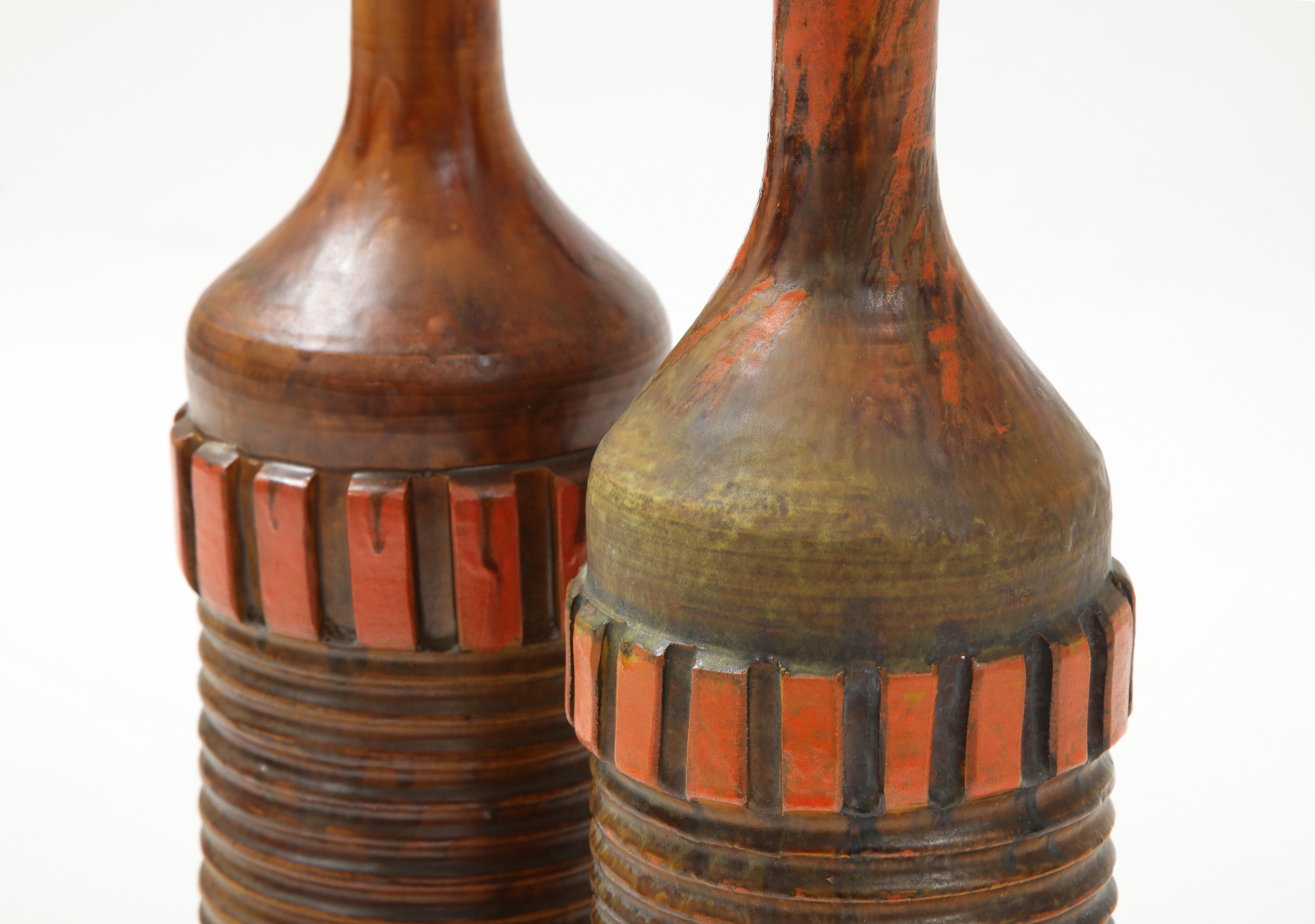 Alvino Bagni, Bitossi Burnt Orange Ceramic Lamps In Good Condition In New York, NY