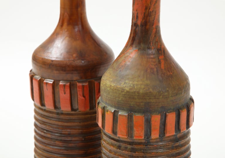 Alvino Bagni, Bitossi Burnt Orange Ceramic Lamps In Good Condition For Sale In New York, NY