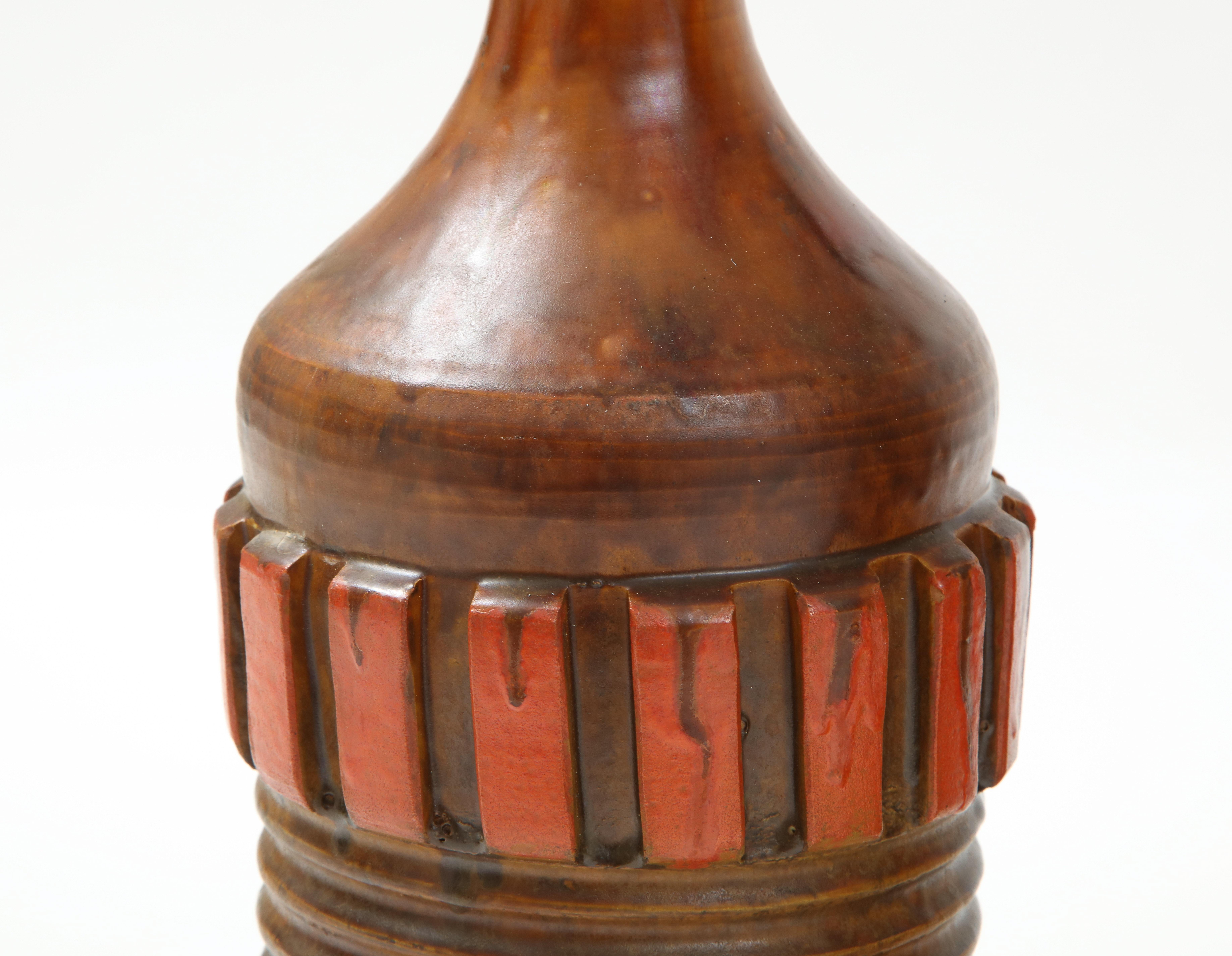 Alvino Bagni, Bitossi Burnt Orange Ceramic Lamps 1