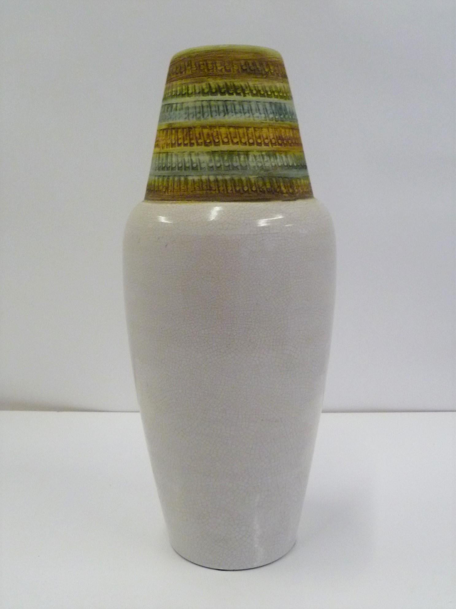 Mid-Century Modern Alvino Bagni for Bitossi Large Italian Modern Sgrafitto Ceramic Vase, 1960s