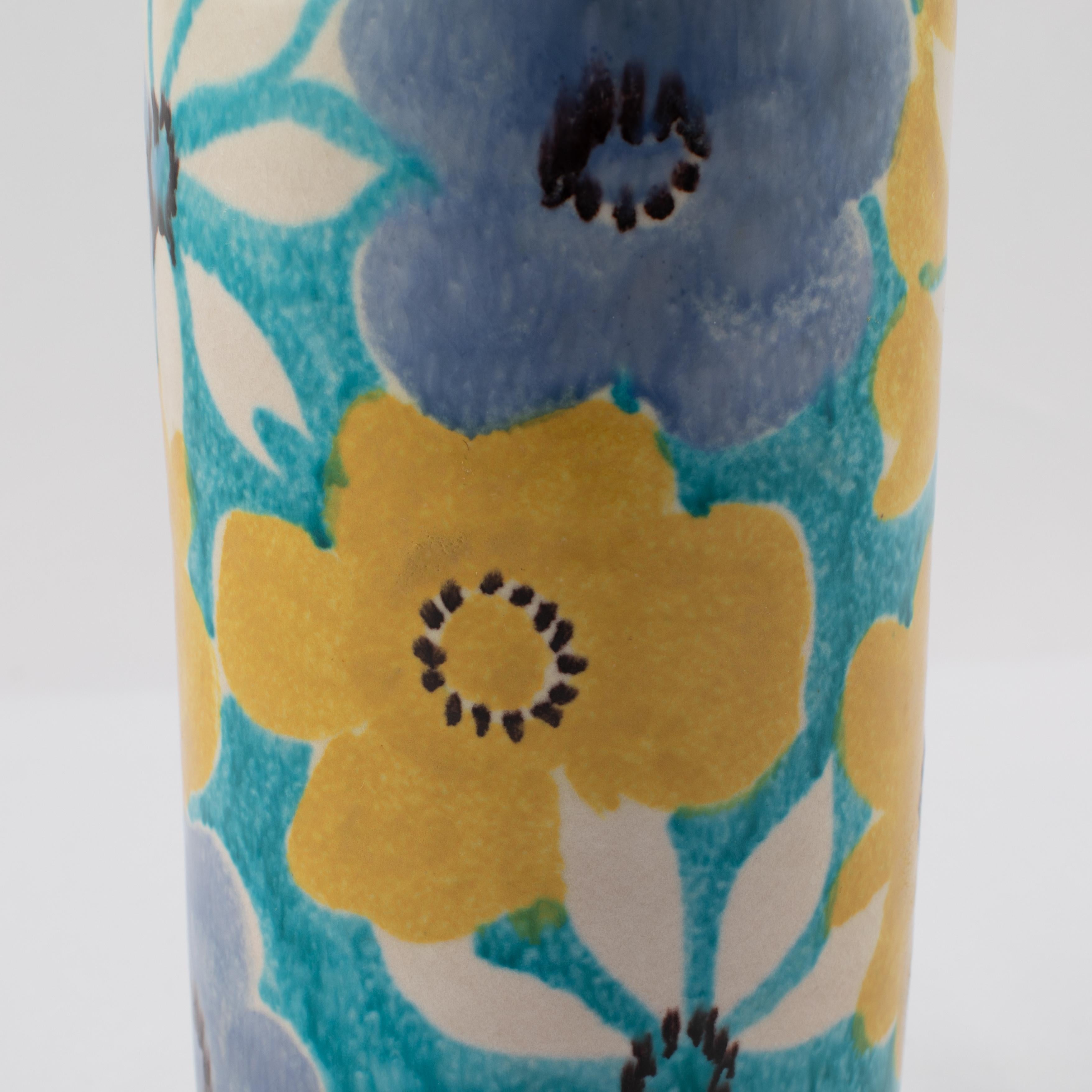 Mid-20th Century Alvino Bagni for Raymor Aqua Vase with Flowers, circa 1960s For Sale