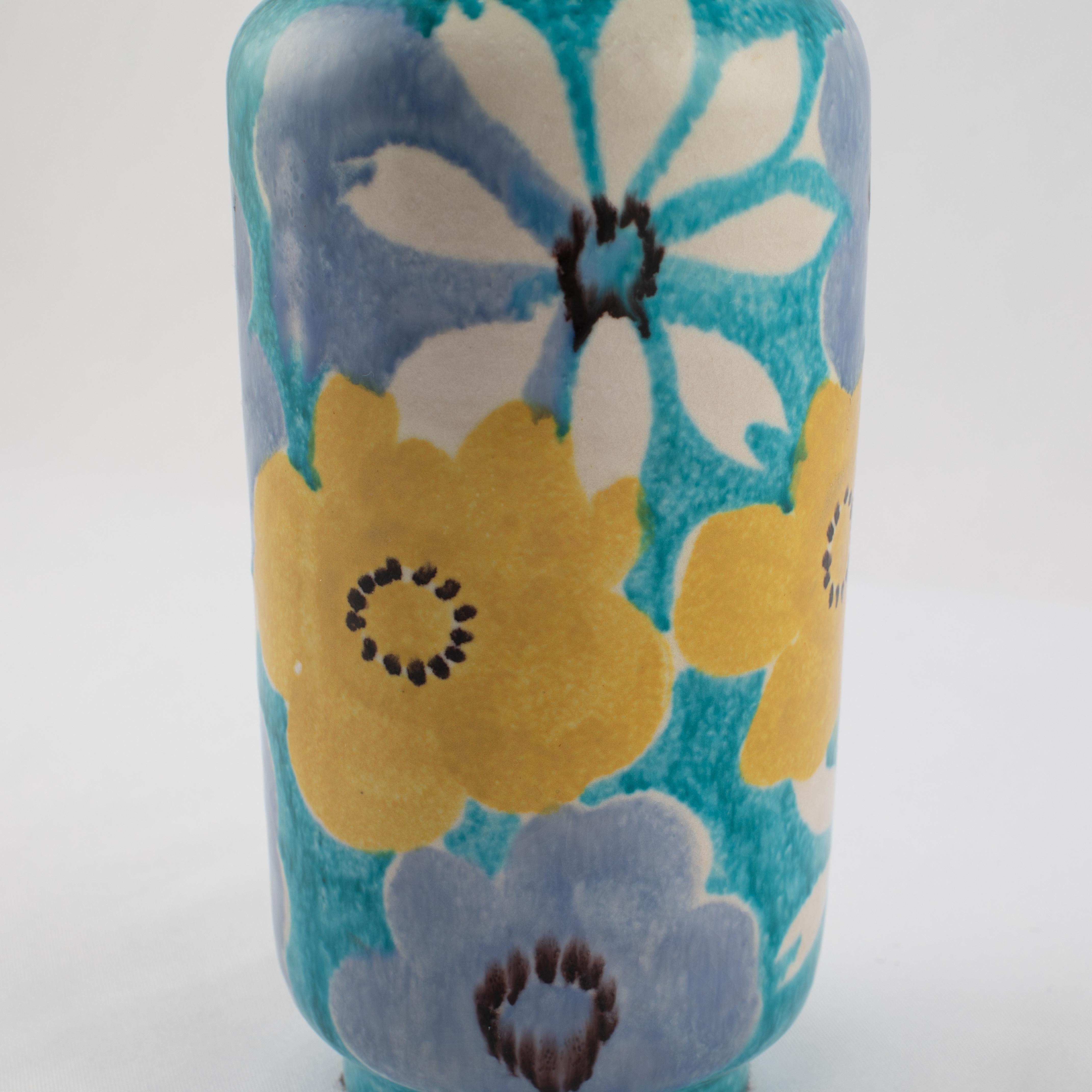 Alvino Bagni for Raymor Aqua Vase with Flowers, circa 1960s For Sale 1