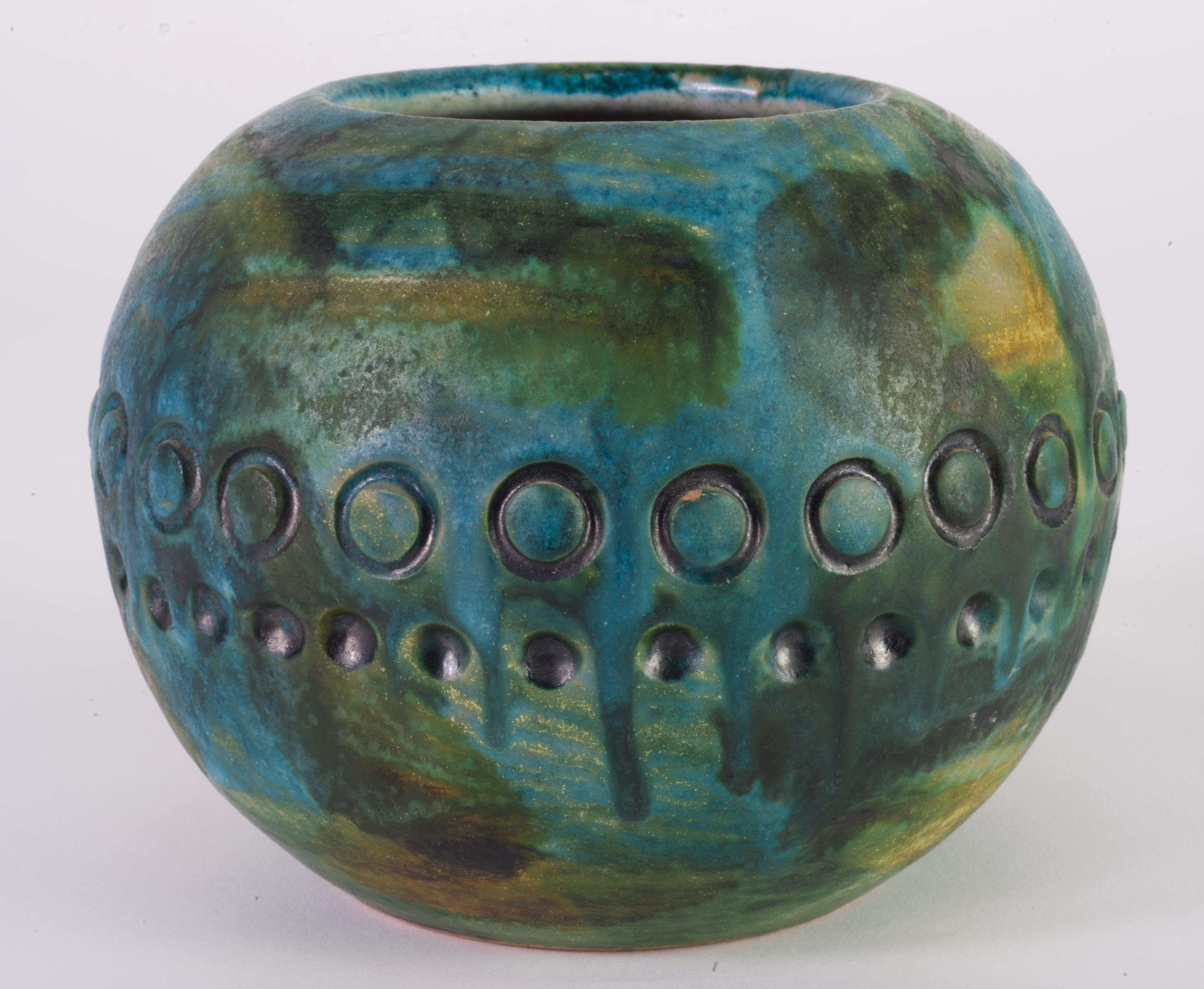 Glazed Alvino Bagni for Raymor Italy Sea Garden Vase Vessel Ceramic 1960s For Sale