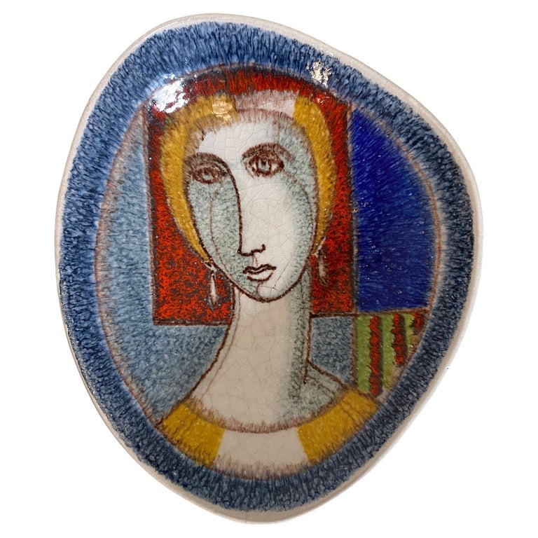 Alvino Bagni For Raymor Large Centerpiece Bowl Female Portrait For Sale alvino-bagni-for-raymor-large-centerpiece-bowl-female-portrait-for-sale