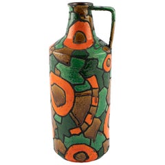 Alvino Bagni for Raymor Orange and Green Vase, circa 1960s