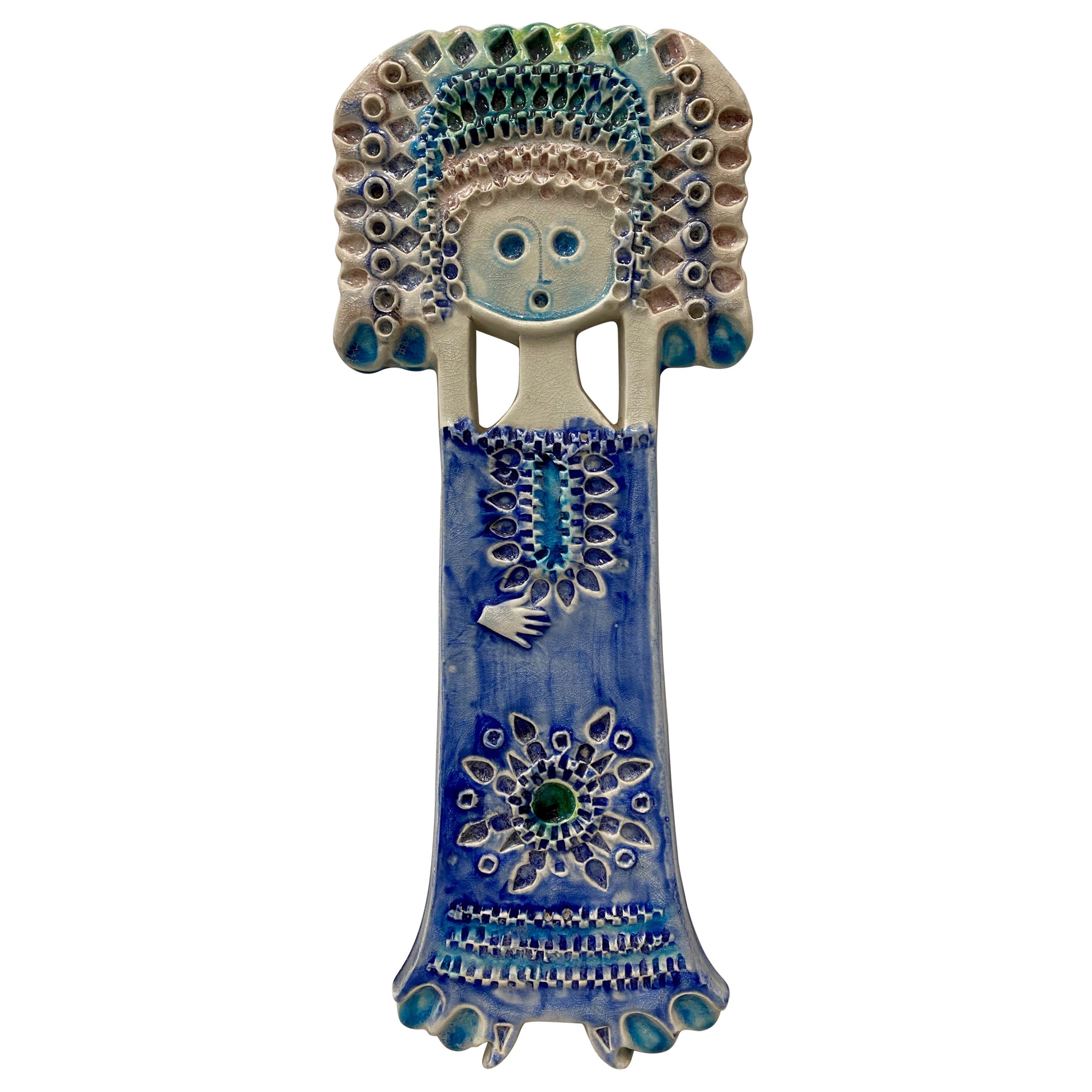 Alvino Bagni for Raymor "Standing Figure" Glazed Ceramic Wall Hanging
