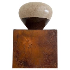 Vase Alvino Bagni pour Raymor, céramique, Brown, Beige, signé