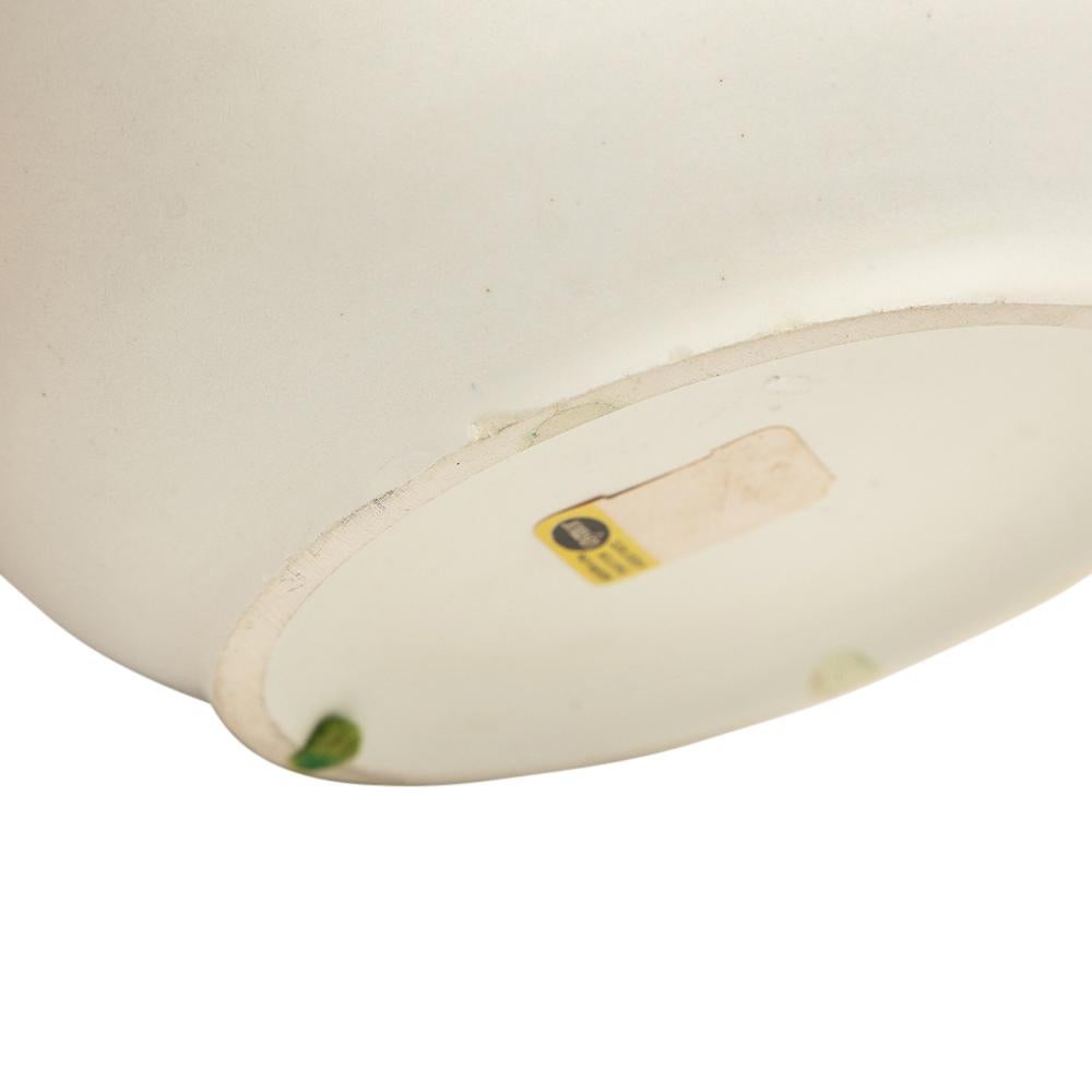Vase en céramique Alvino Bagni pour Raymor, blanc, rayures, bleu, jaune, signé en vente 8