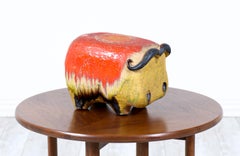 Alvino Bagni Glazed Ceramic Buffalo Sculpture