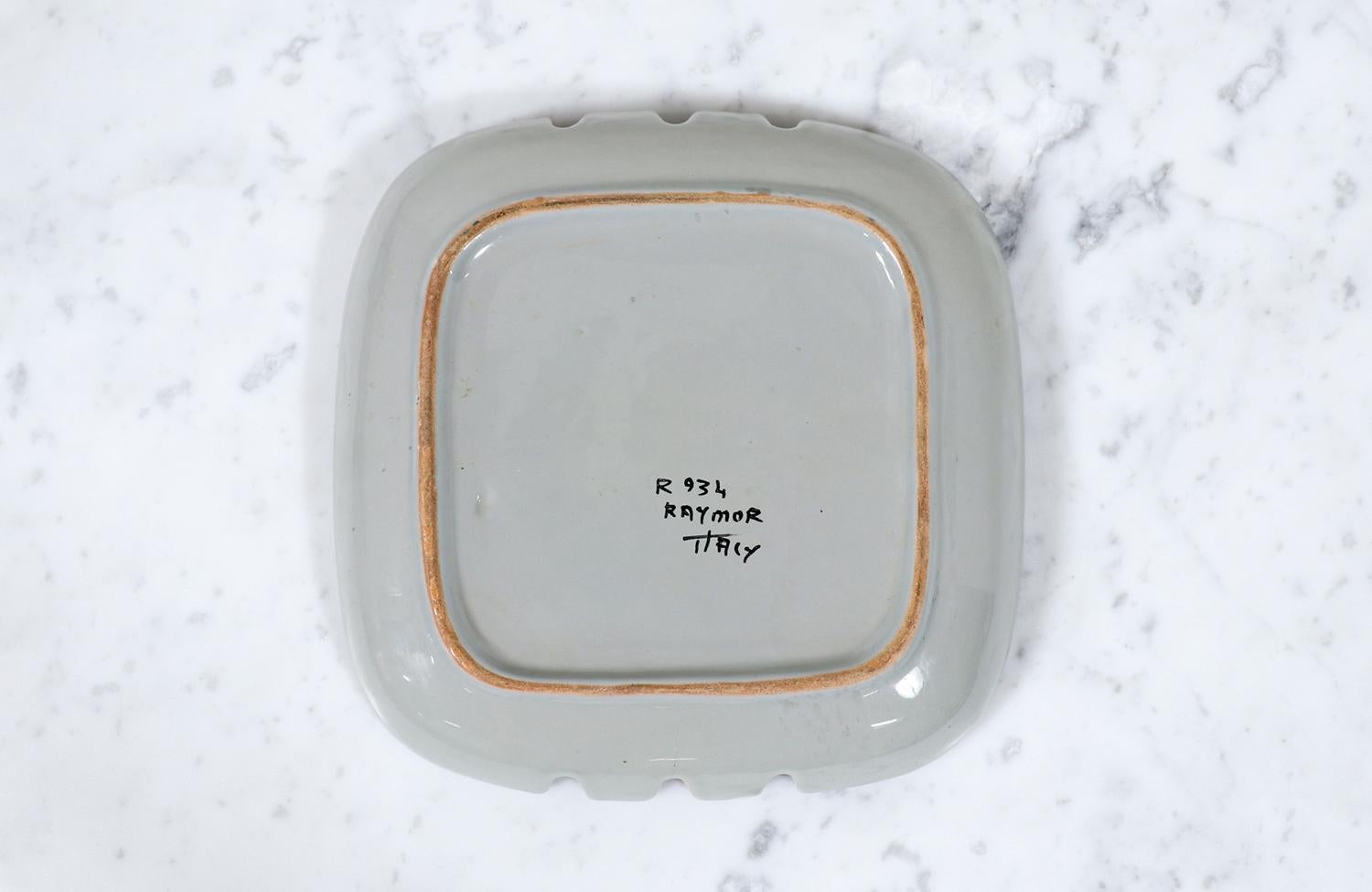 Mid-Century Modern Alvino Bagni Italian Glazed Ceramic Ash Tray Plate for Raymor