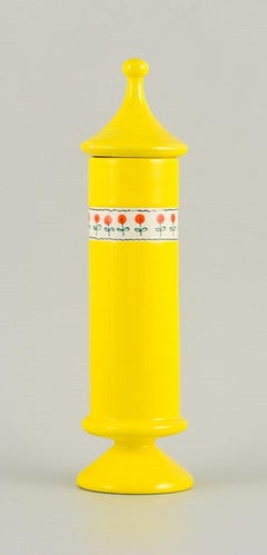 Einzigartige große Vase aus gelber handdekorierter Keramik von Alvino Bagni, Italien