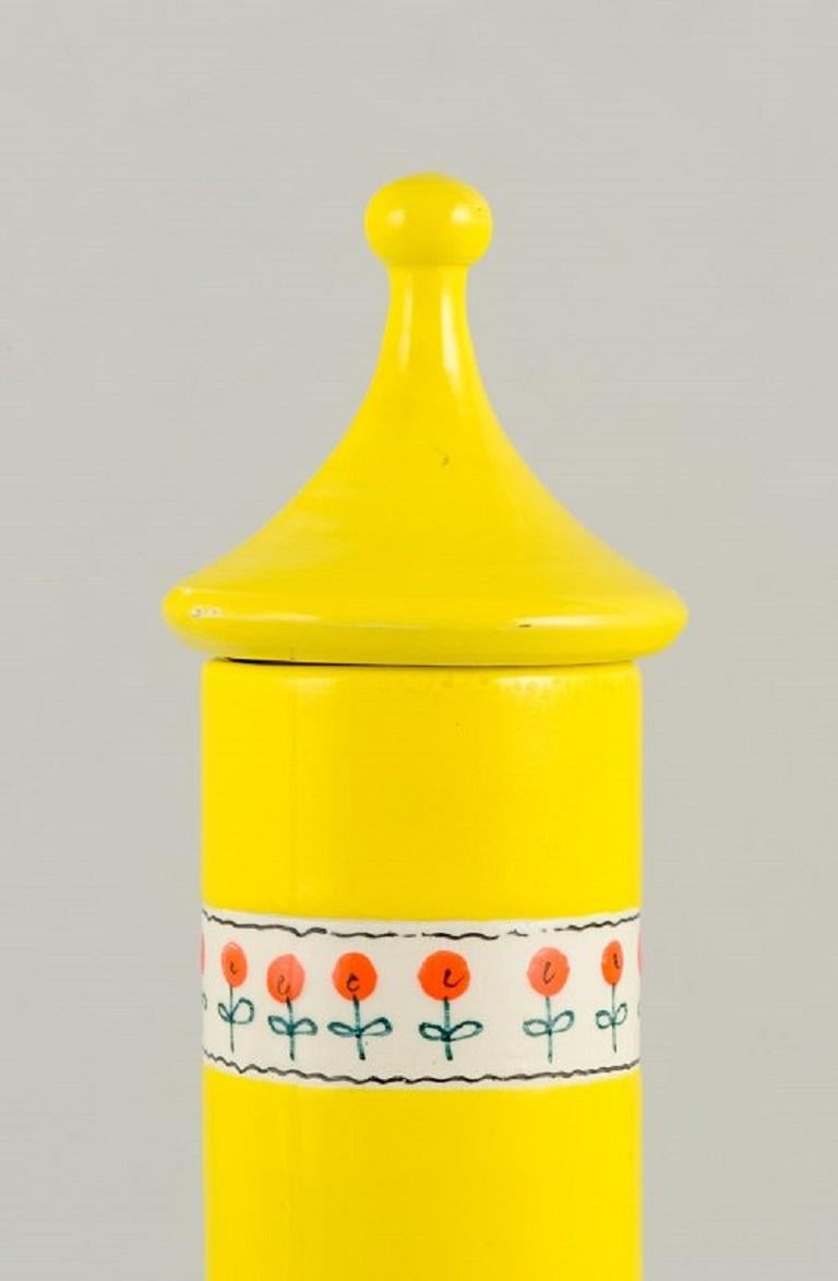 Italian Alvino Bagni, Italy, Unique Tall Vase in Yellow Hand-Decorated Ceramic For Sale