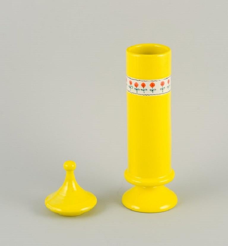 Alvino Bagni, Italy, Unique Tall Vase in Yellow Hand-Decorated Ceramic For Sale 1