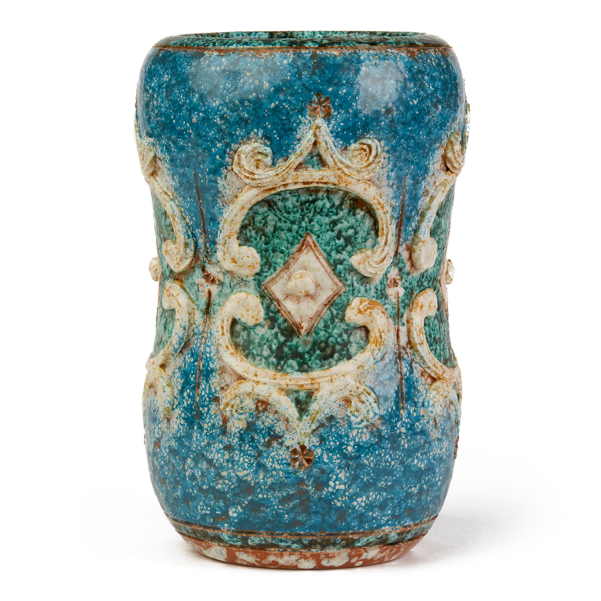 Alvino Bagni Raymor Attributed Unusual Midcentury Italian Art Pottery Vase For Sale 1