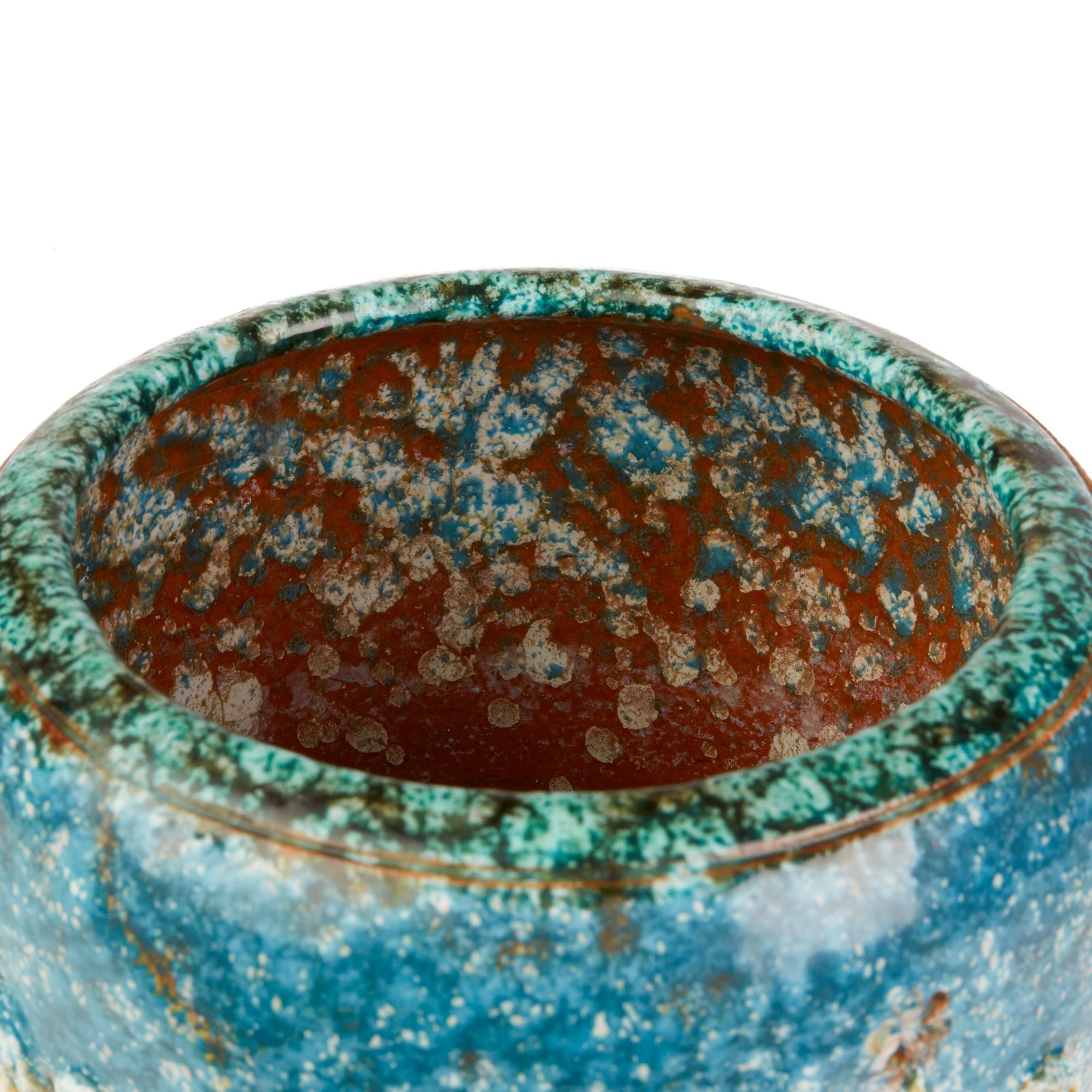 Mid-Century Modern Alvino Bagni Raymor Attributed Unusual Midcentury Italian Art Pottery Vase For Sale