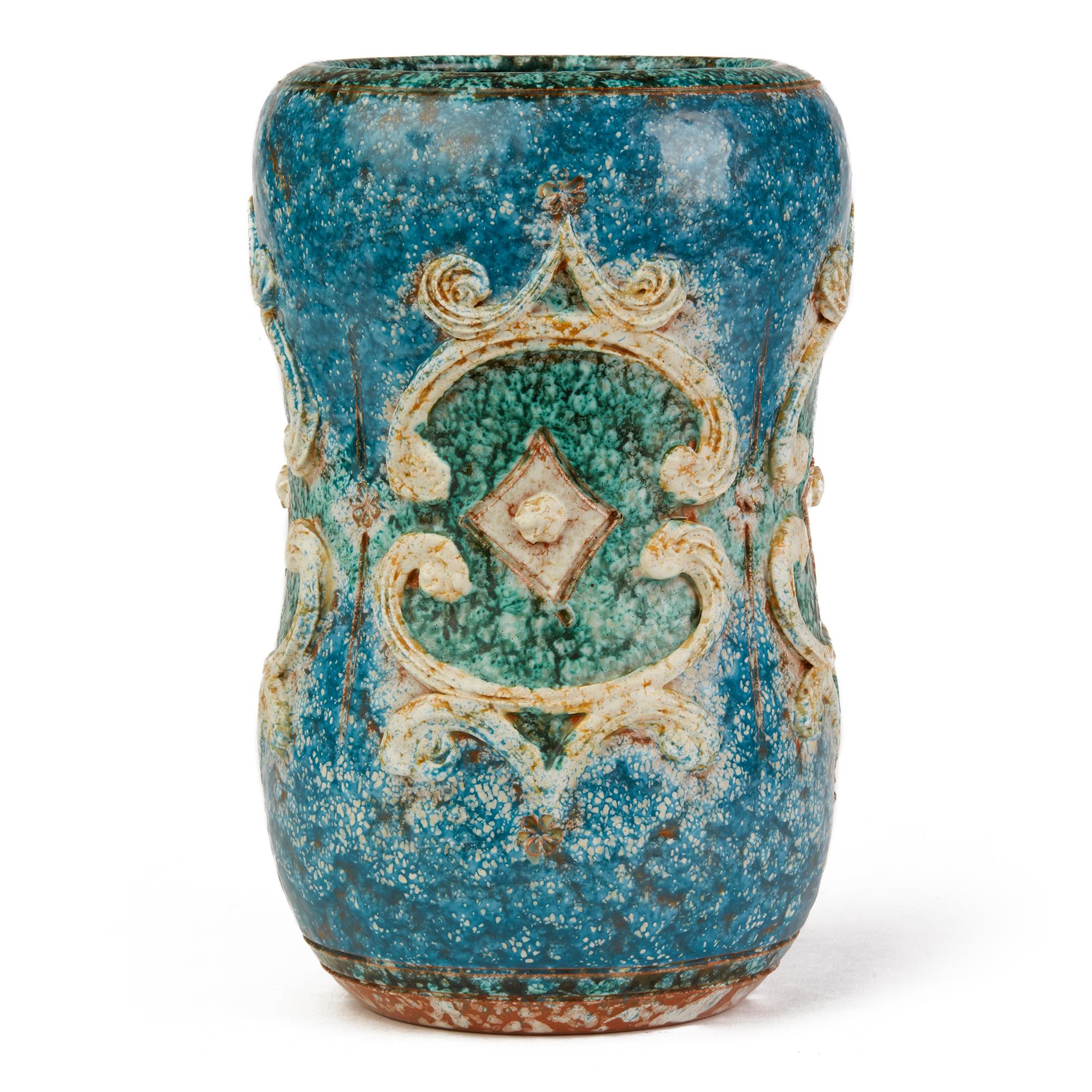 20th Century Alvino Bagni Raymor Attributed Unusual Midcentury Italian Art Pottery Vase For Sale