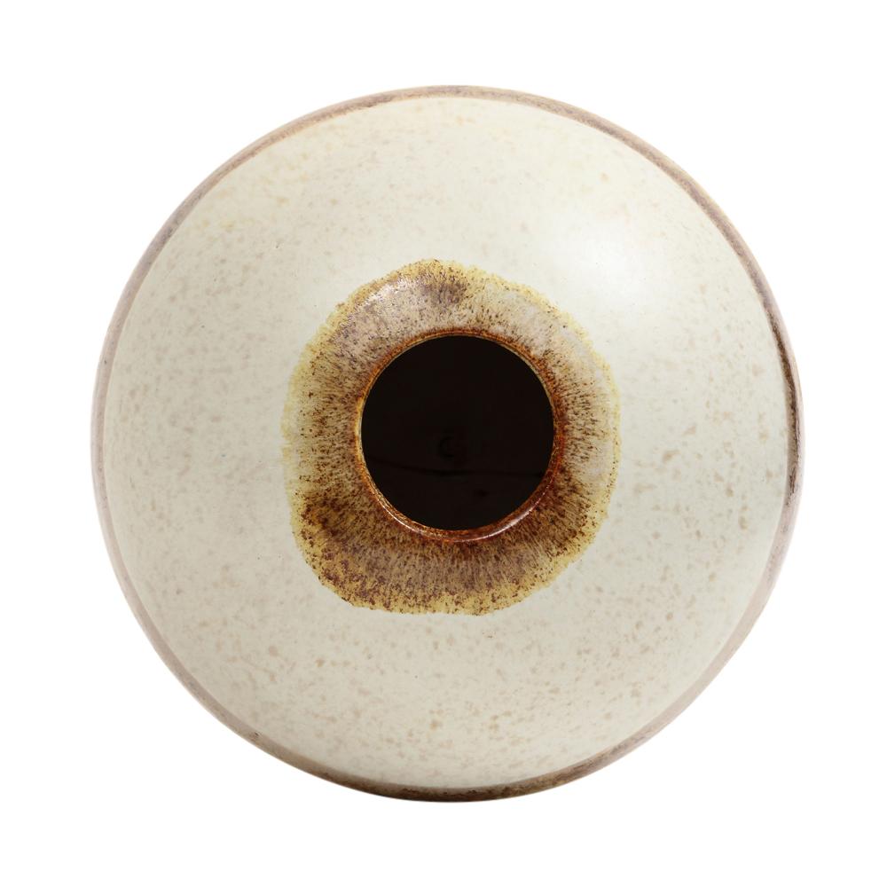 Vase Alvino Bagni Raymor, sphérique, blanc, Brown, tons de terre, signé en vente 3