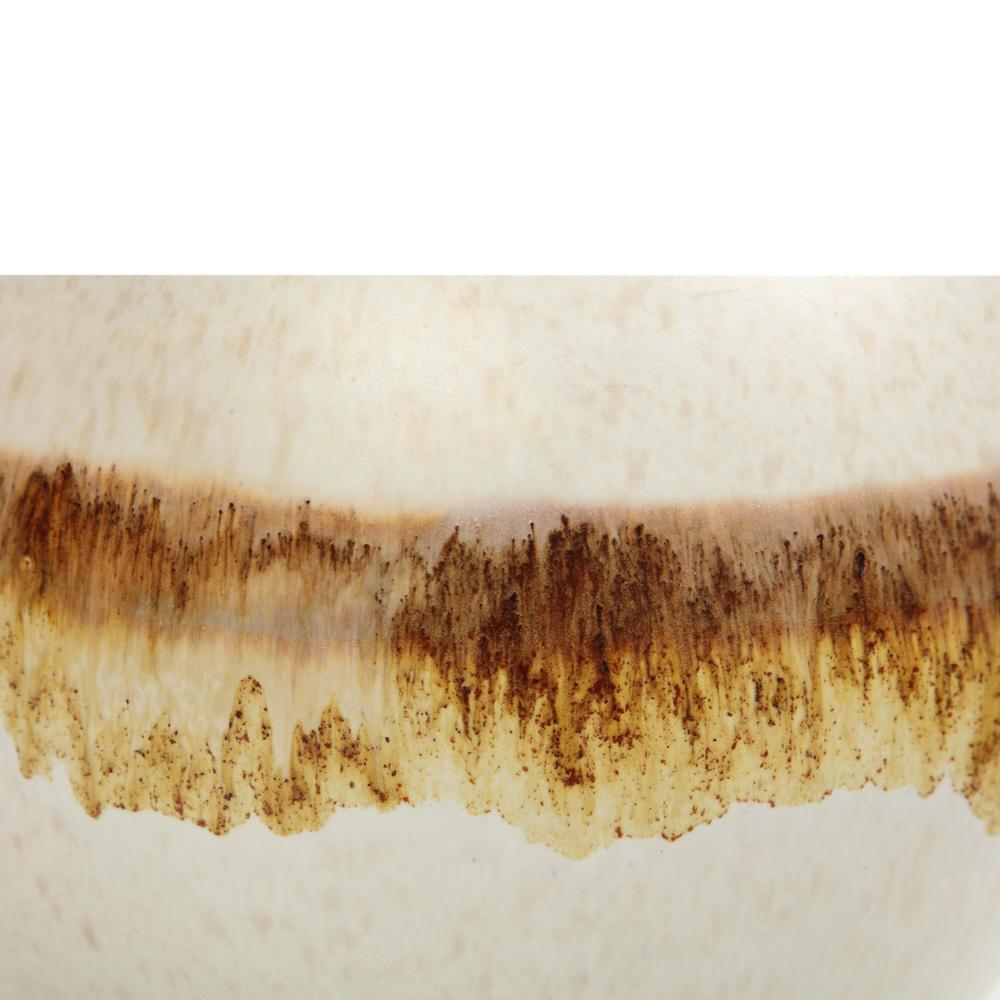 Alvino Bagni Raymor Vase, Spherical, White, Brown, Earth Tones, Signed For Sale 5