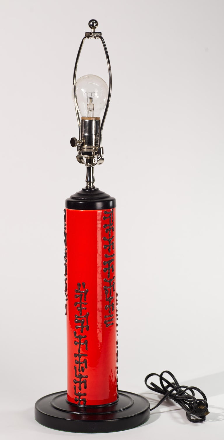 Alvino Bagni Red and Black Lava Table Lamp, Italy 1960s For Sale at 1stDibs, image size:768x1508