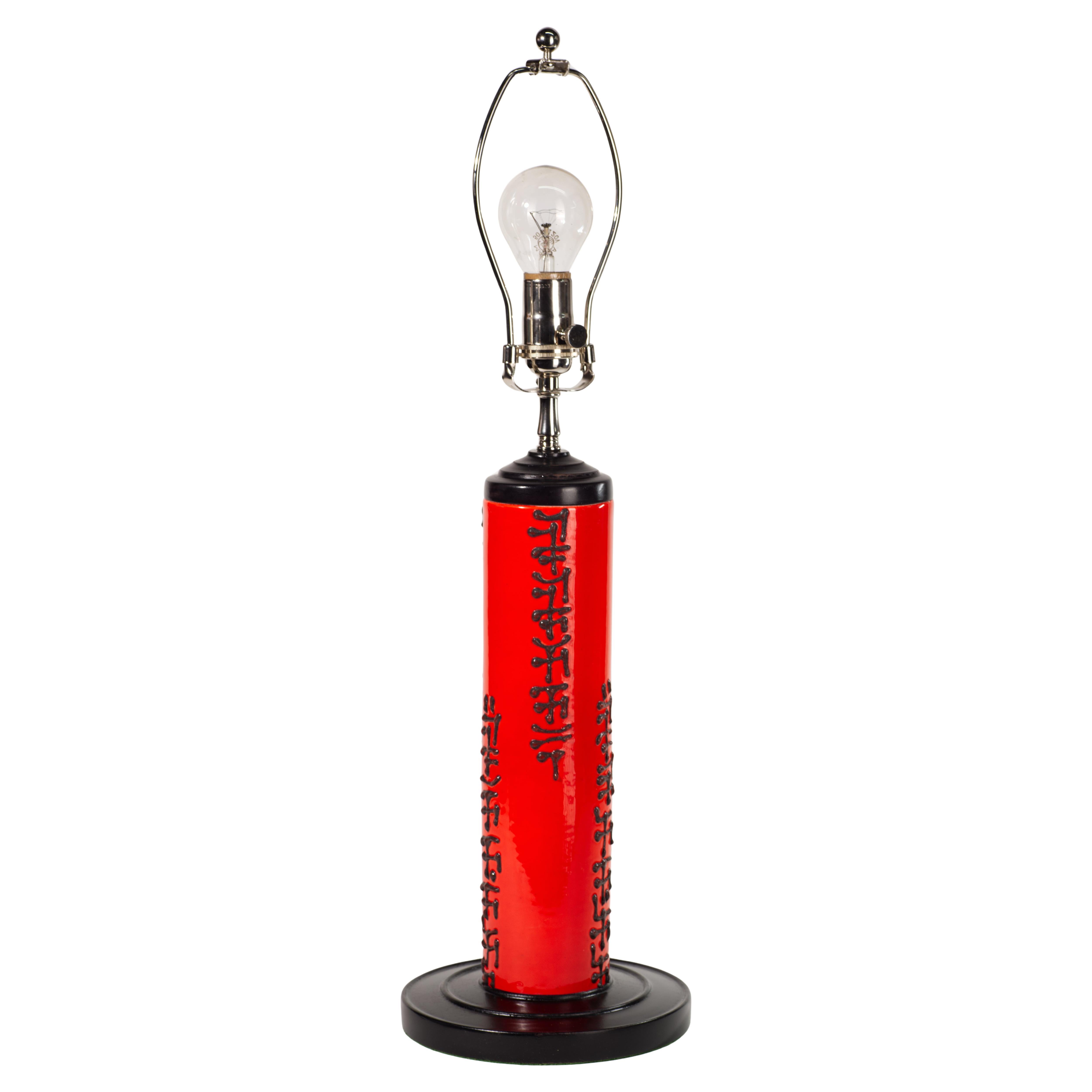 Lampe de bureau Alvino Bagni rouge et noire, Italie, années 1960