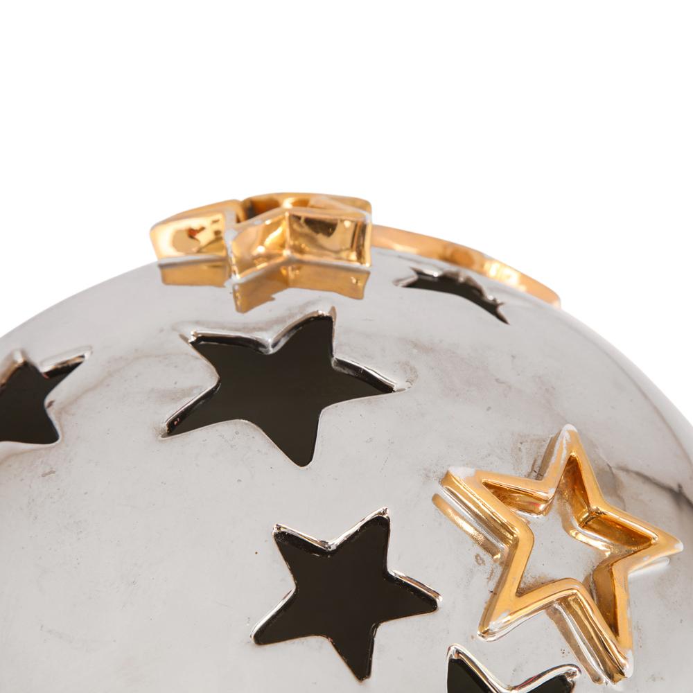 Smaltato Vaso a stella Alvino Bagni, Ceramica, Argento metallizzato, Cromo, Oro, Firmato in vendita