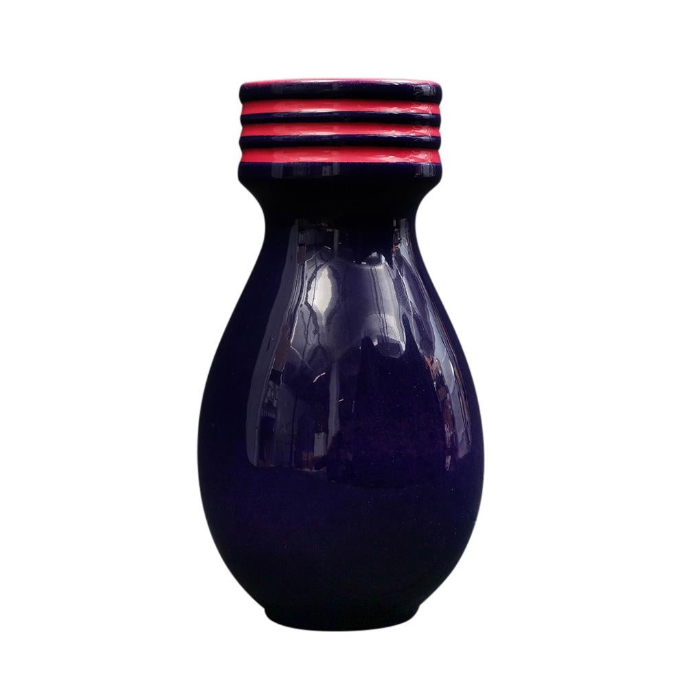 Alvino Bagni Vase, Ceramic, Blue, Pink, Signed For Sale 1