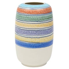 Alvino Bagni Vase for Raymor, Ceramic Stripes, Signed