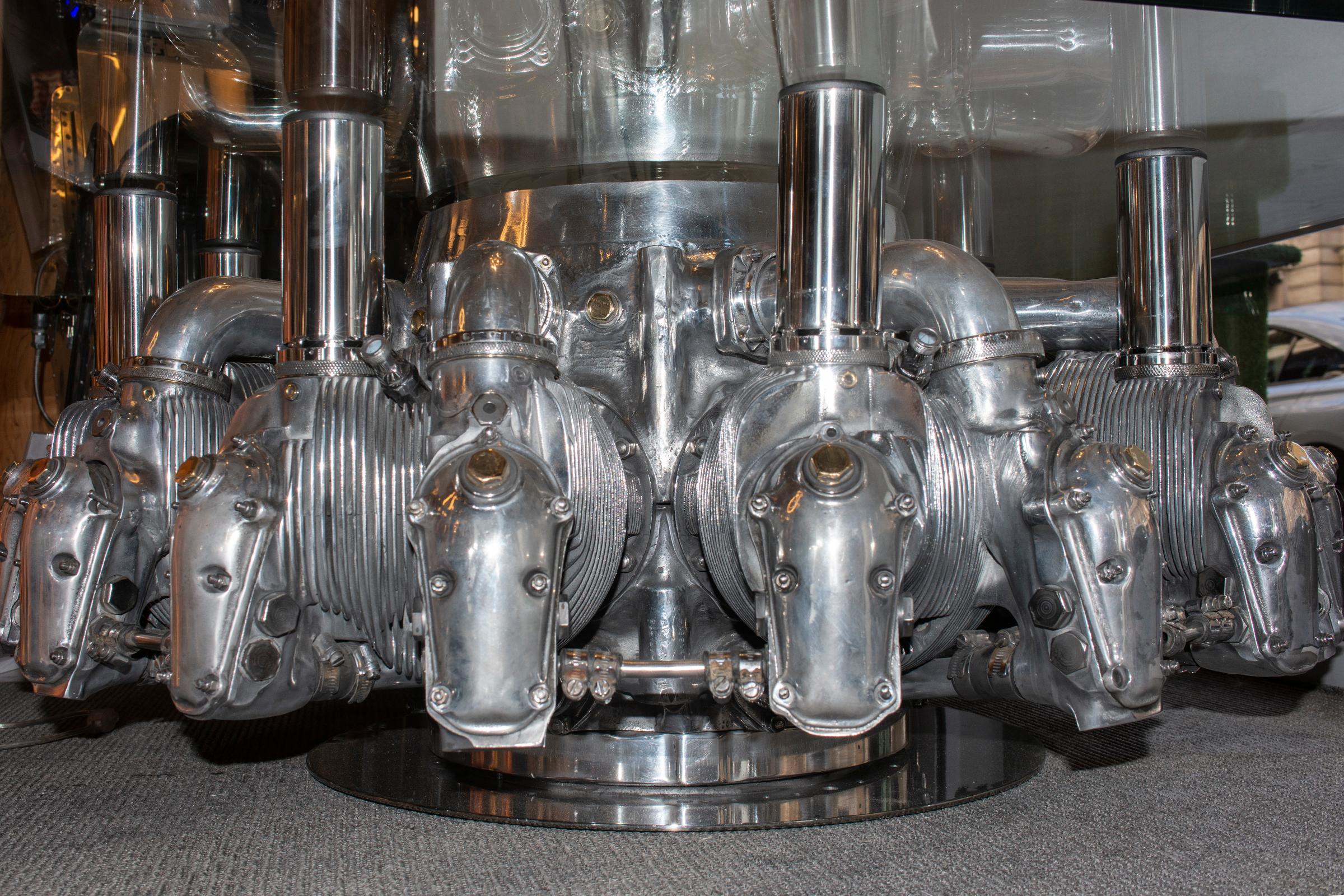 Glass Alvis Leonides Aircraft Engine Coffee Table
