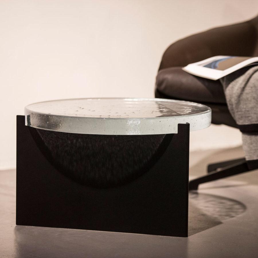 Hand-Crafted Alwa One, Table, Blue, Black Base, European, 21st Century, Minimal For Sale