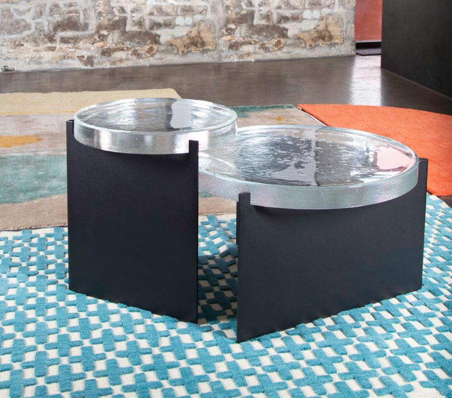 Metal Alwa One, Table, Blue, Black Base, European, 21st Century, Minimal For Sale