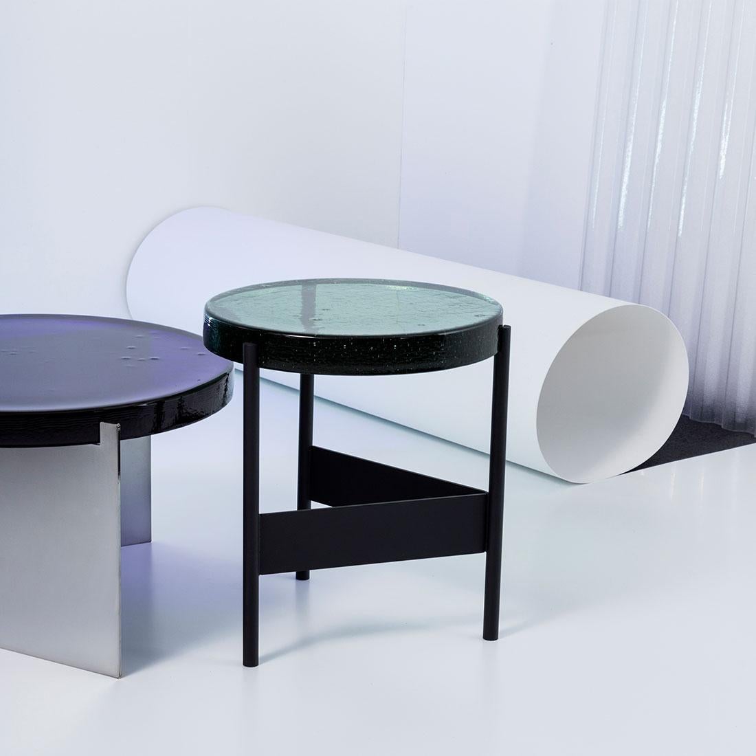 German Alwa Two, Table, Transparent, Black Base, European, 21st Century, Minimal For Sale