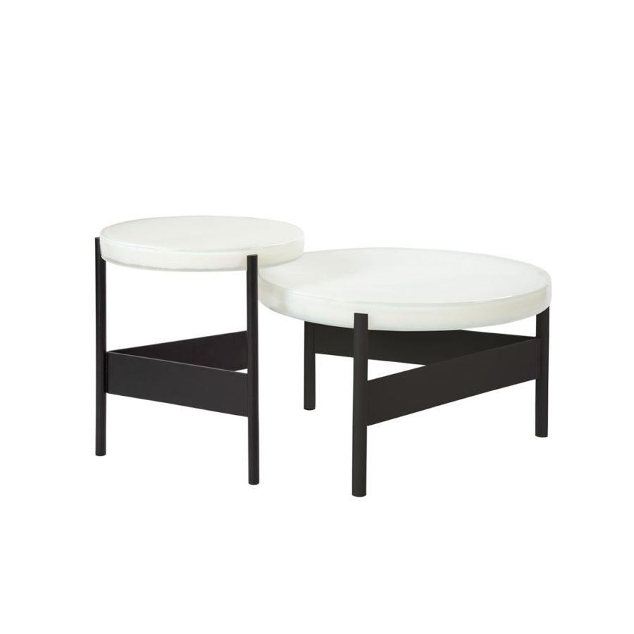Hand-Crafted Alwa Two, Table, Transparent, Black Base, European, 21st Century, Minimal For Sale