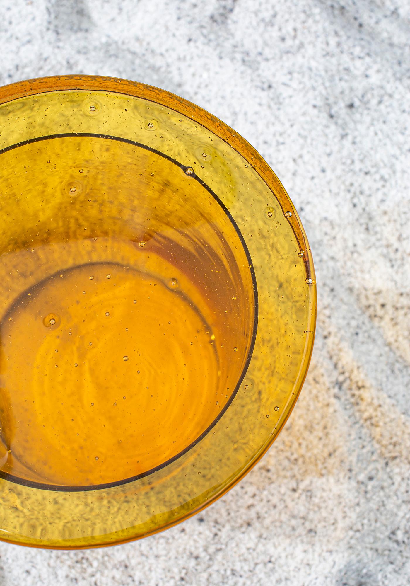 Glass Alwa Three Amber Side Table by Pulpo