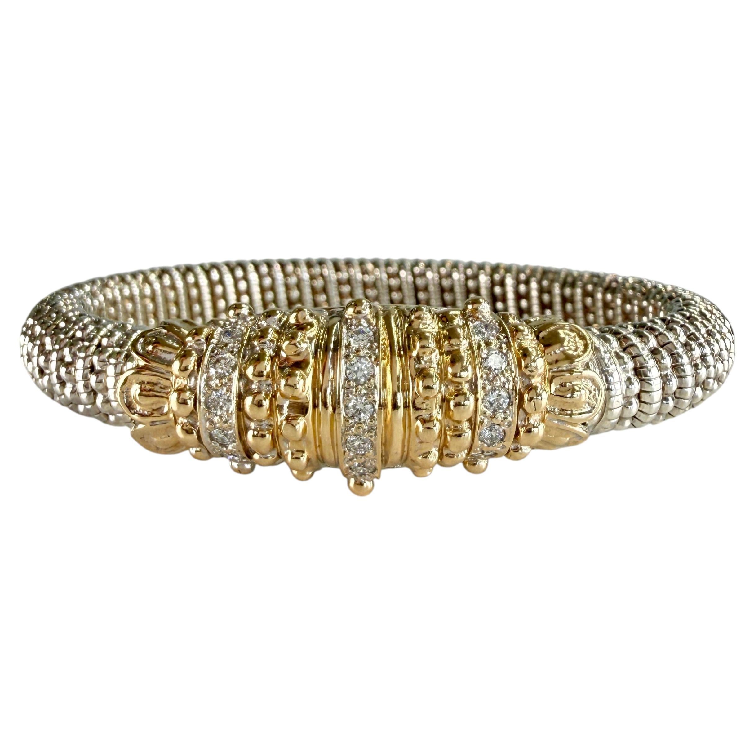 Bracciale Alwand Vahan con diamanti da 8 mm, argento sterling e oro 14k