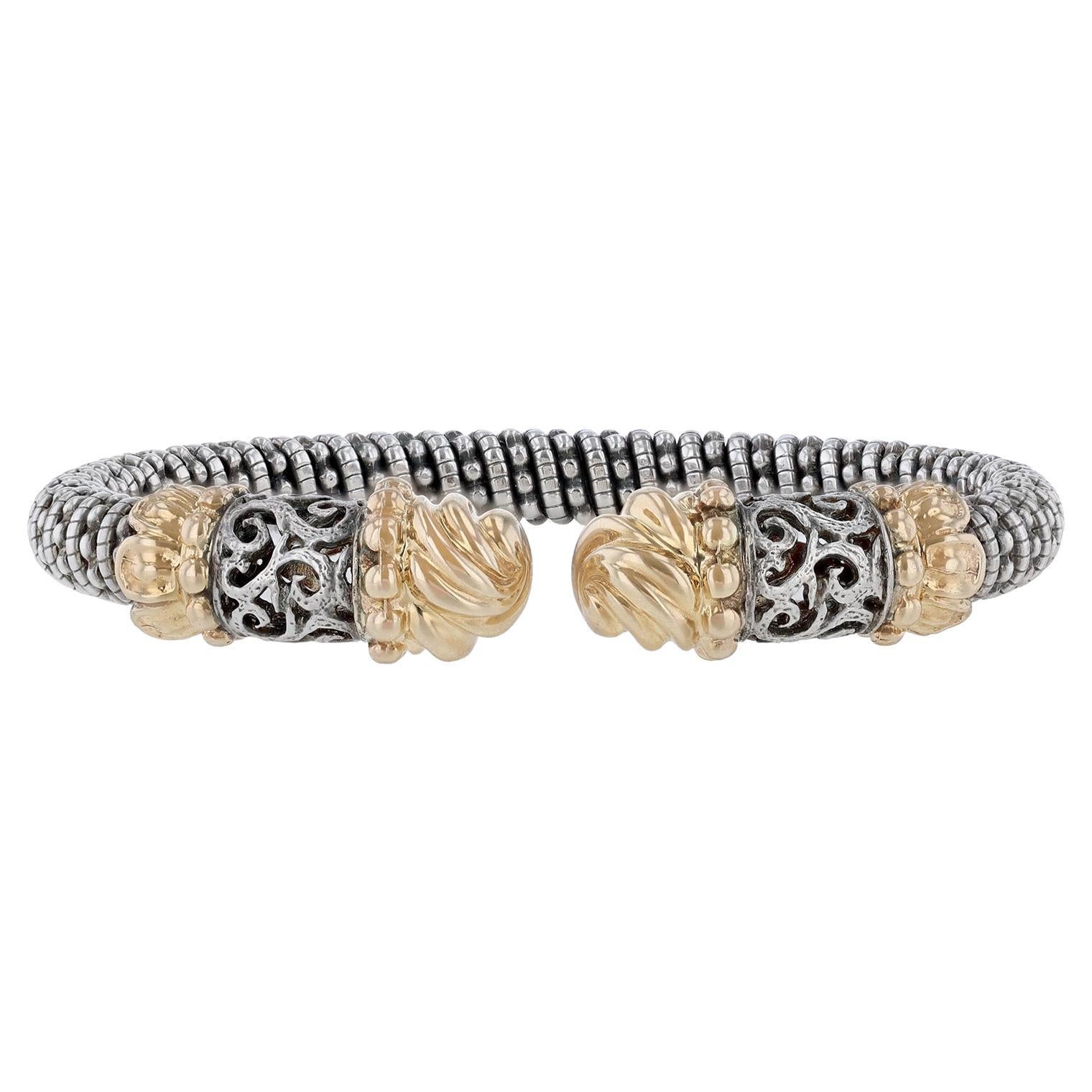 Brazalete Alwand Vahan para mujer de plata de ley con filigrana y detalles de oro amarillo de 14 quilates