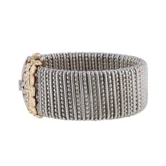 Alwand Vahan Ladies Sterling Silver Moire Beading 14K Gold Detail Cuff