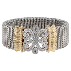 Alwand Vahan Ladies Sterling Silver Moire Beading 14K Gold Detail Cuff