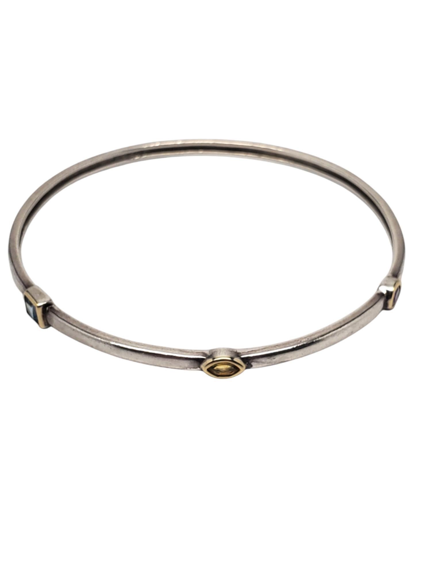Alwand Vahan Sterling Silver & 14k Bezel Set Gemstone Bracelet #20671 In Good Condition For Sale In Washington Depot, CT
