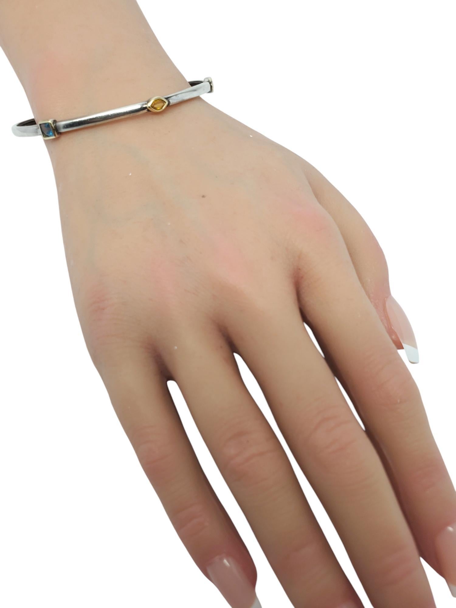 Alwand Vahan Sterling Silver & 14k Bezel Set Gemstone Bracelet #20671 For Sale 4