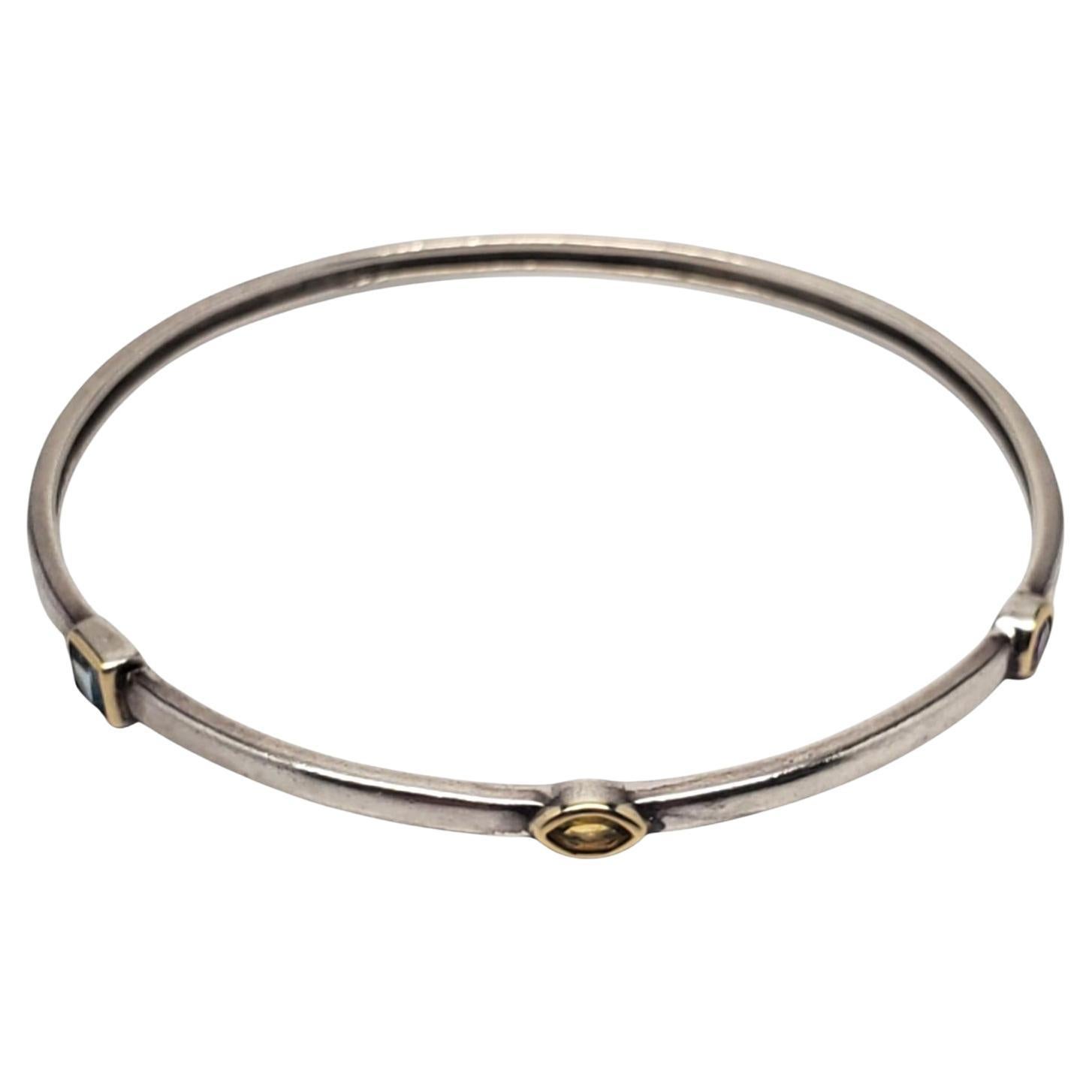 Pulsera Alwand Vahan de plata de ley y piedras preciosas engastadas en bisel de 14k #20671