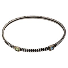Alwand Vahan Sterling Silber & 14k Edelstein gerippt Armreif #20672
