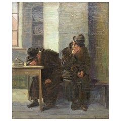 Alwin Arnegger, "Zwei Rastende Rabbiner" ("Due rabbini che riposano"), Olio su tela