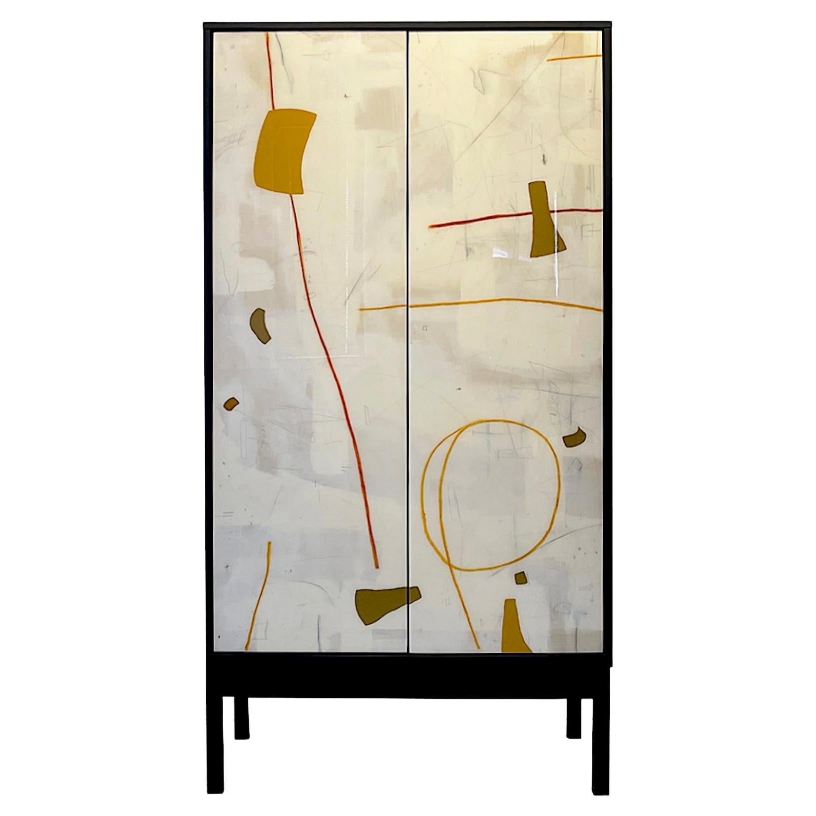 Aly Armoire by Morgan Clayhall, mix media artwork on doors  For Sale