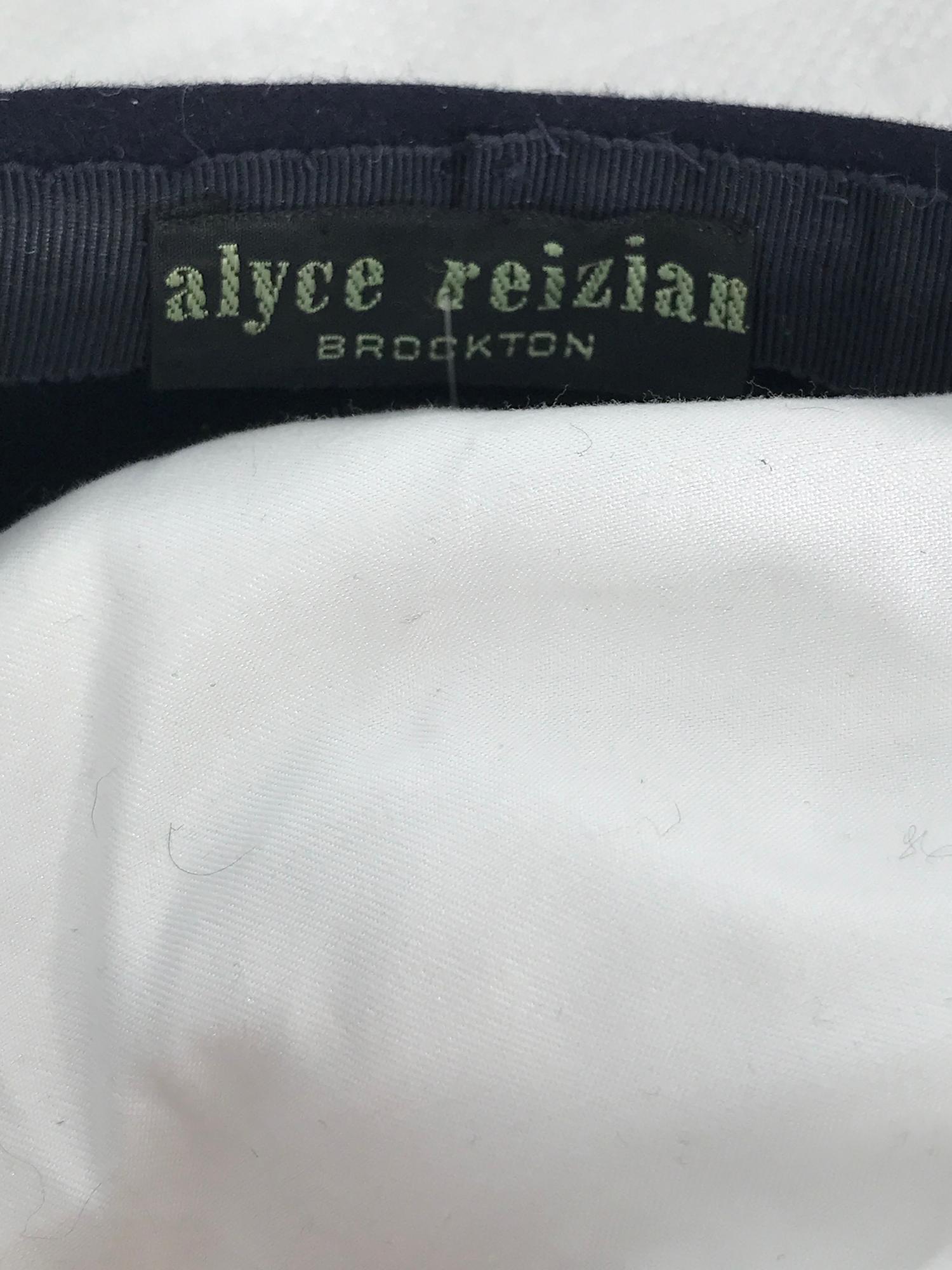 Alyce Reizian 1950s Black Felt & Rhinestone cocktail hat 9