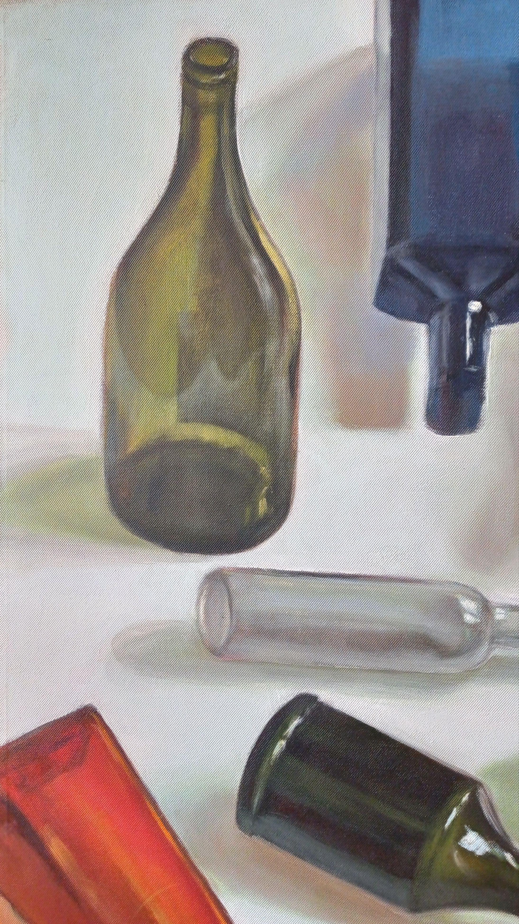 Bouteilles. 2012, toile, huile, 120 x 120 cm - Painting de Alyona Prokofjeva
