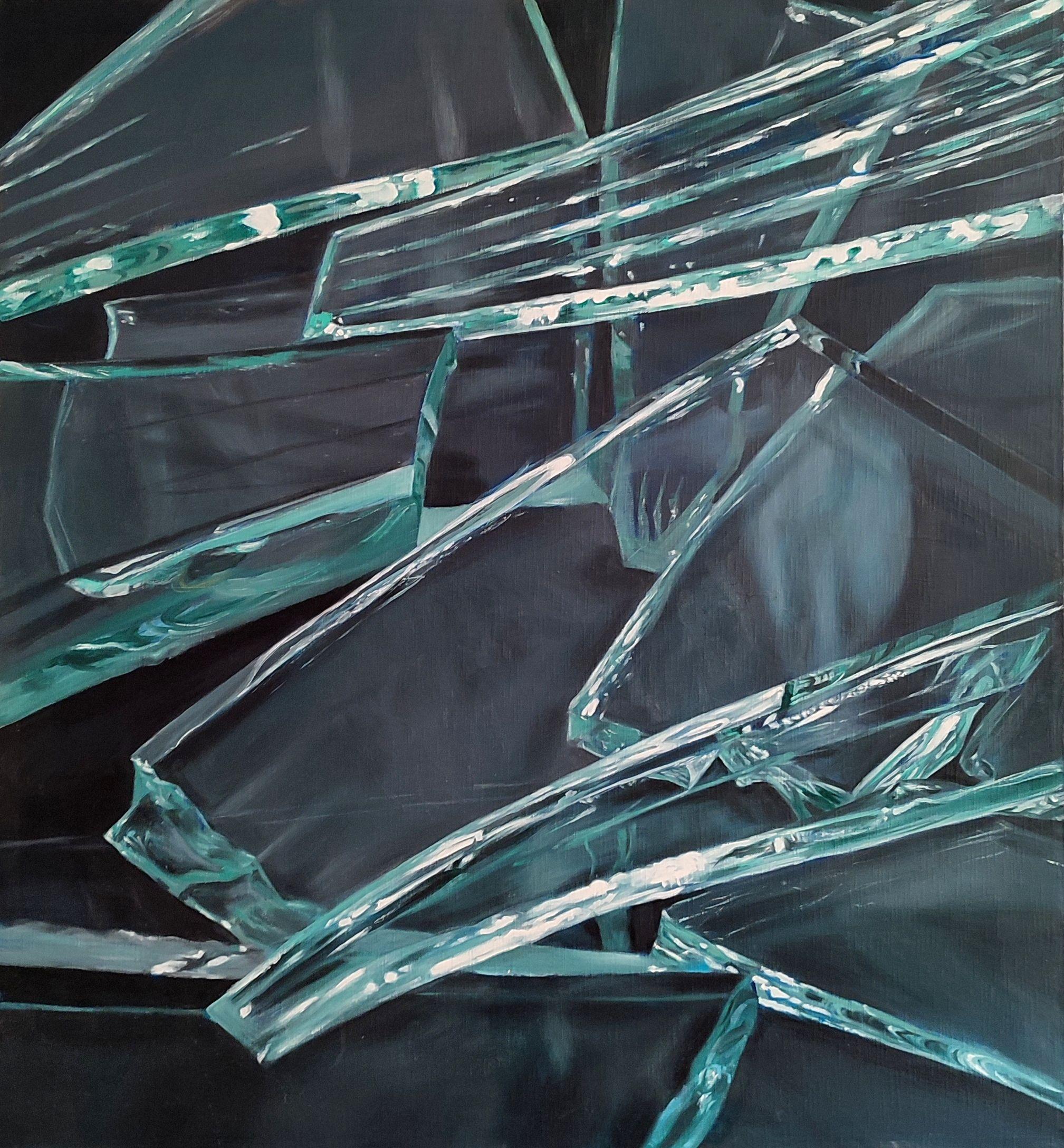 Alyona Prokofjeva Still-Life Painting - Broken glass. 2013, canvas, oil, 120x130 cm