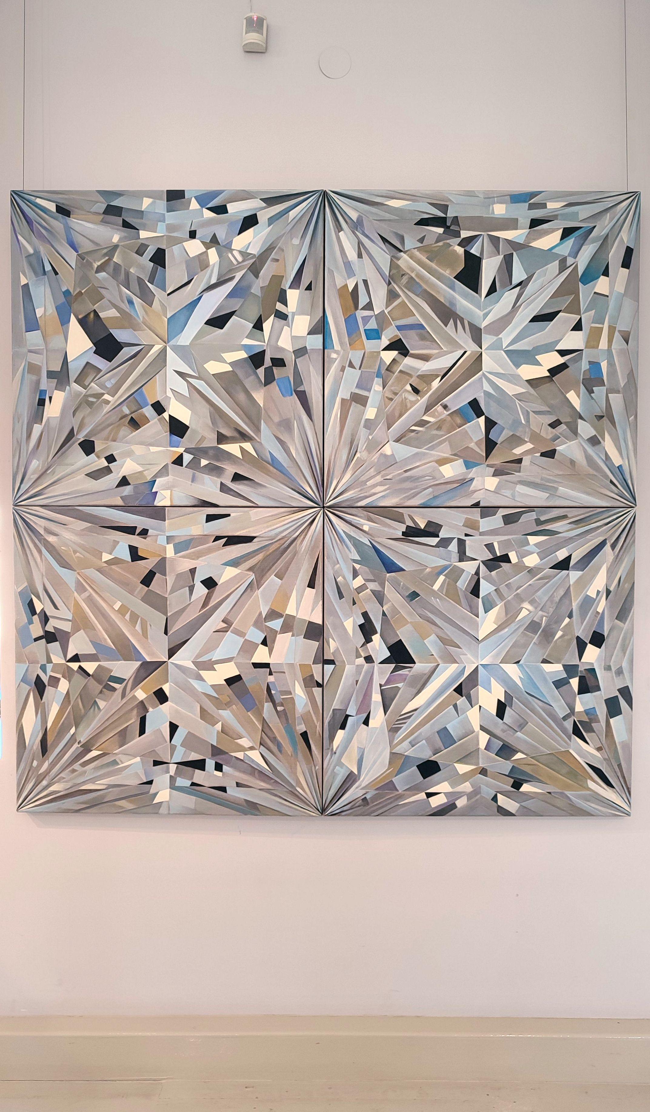 Diamanti. 2024. Tela di lino, olio, 4 pezzi. 80x80 cm; dimensioni totali 160x160 cm in vendita 1